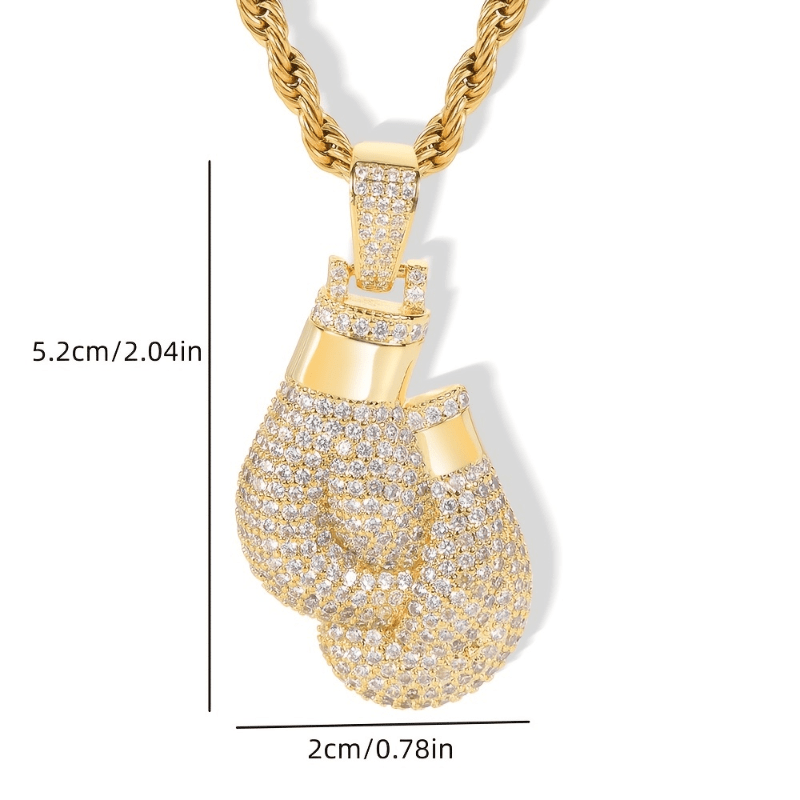 Hip Hop Men's Boxing Gloves Pendant Necklace High Metal Ice Out Pendant