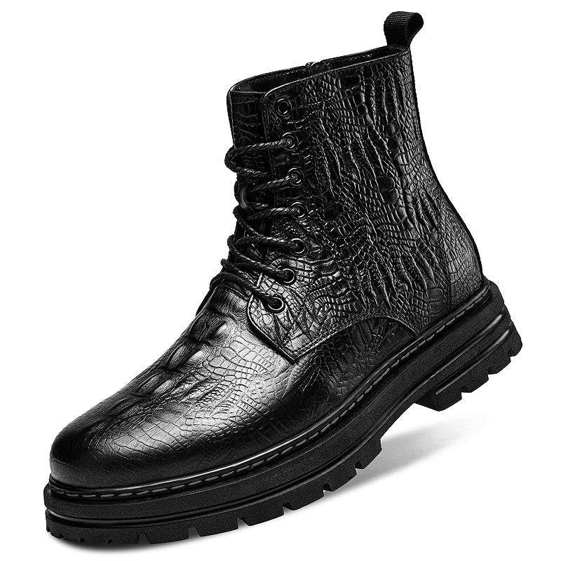 Men's Crocodile Print Zipper Boots Outdoor Non Slip