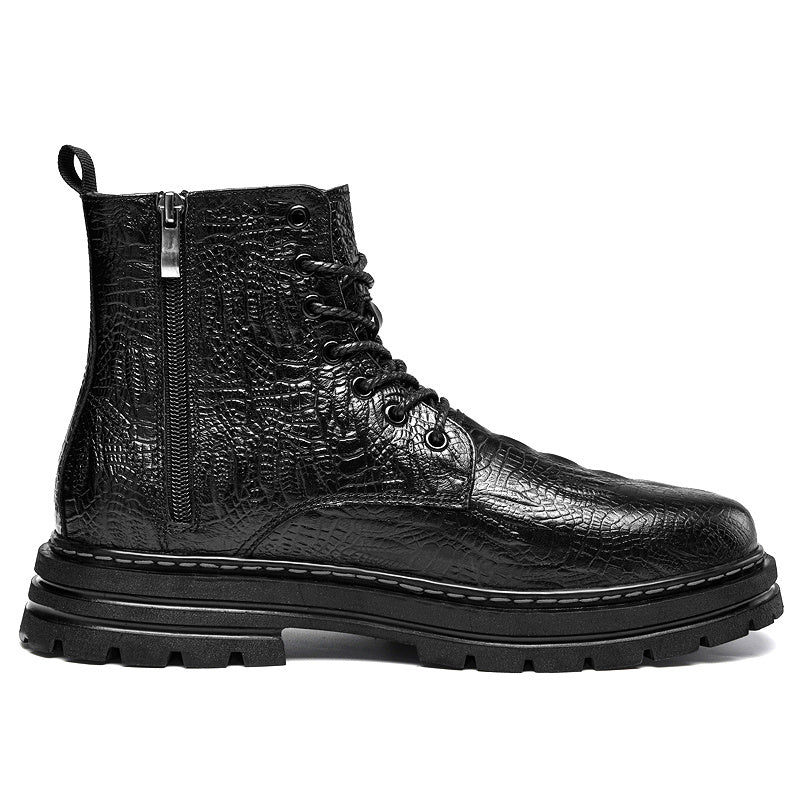 Men's Crocodile Print Zipper Boots Outdoor Non Slip