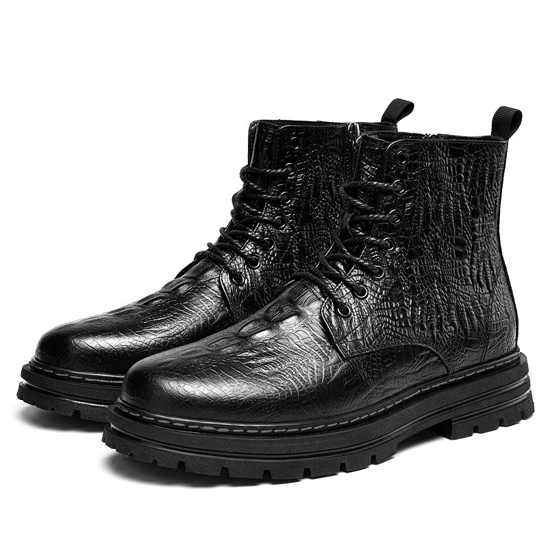Men's Crocodile Print Zipper Boots Outdoor Non Slip