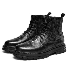 Men's Crocodile Print Zipper Boots Outdoor Non Slip