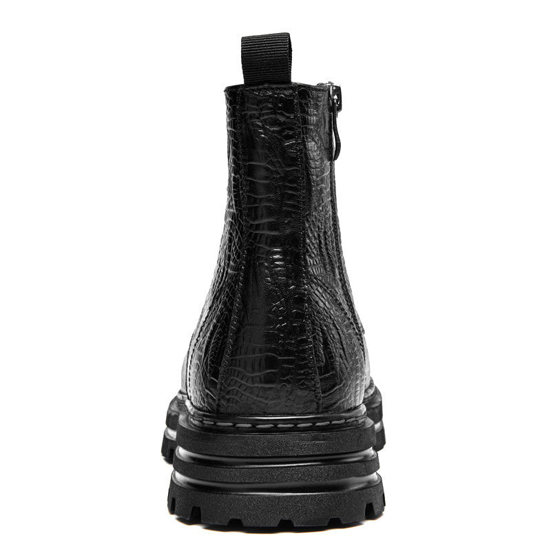 Men's Crocodile Print Zipper Boots Outdoor Non Slip