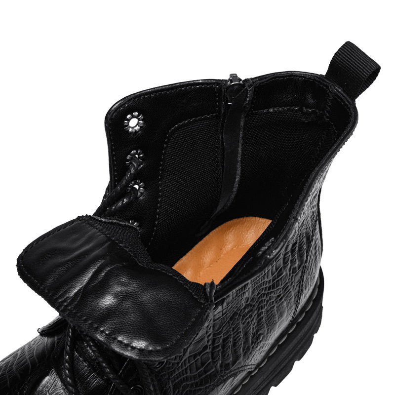 Men's Crocodile Print Zipper Boots Outdoor Non Slip