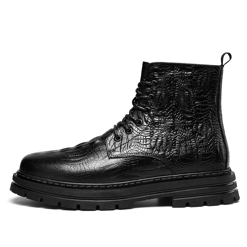 Men's Crocodile Print Zipper Boots Outdoor Non Slip