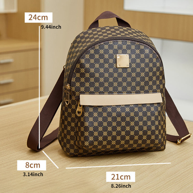Geometric Pattern Backpack with Metal Decor for Work & Outdoor