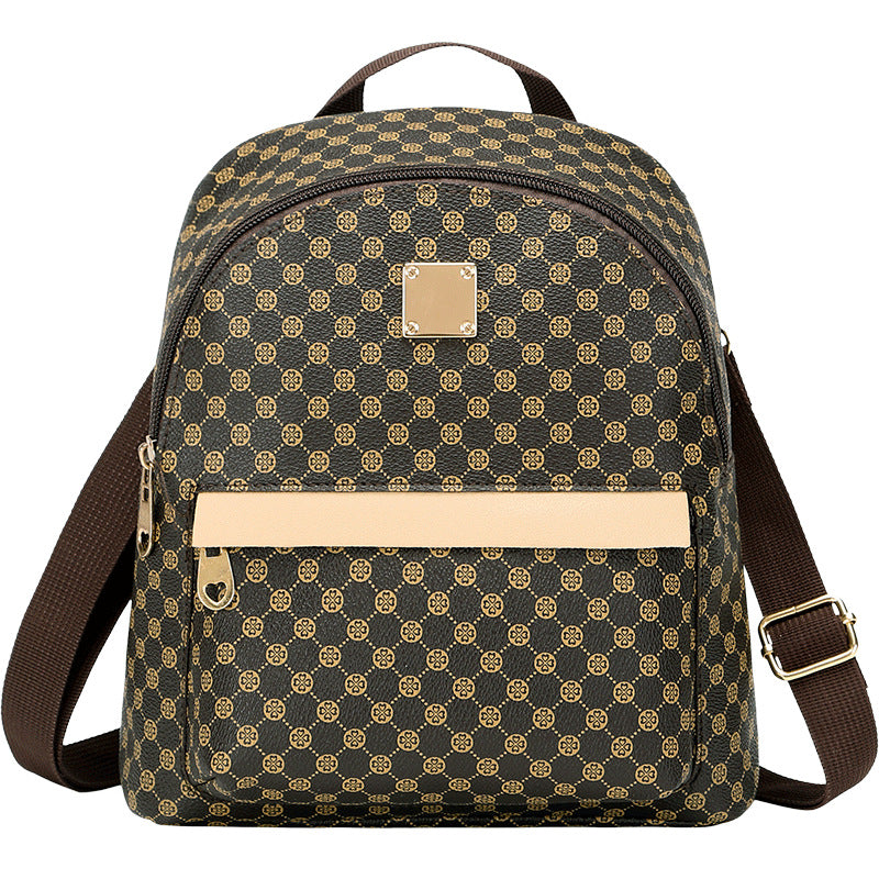 Geometric Pattern Backpack with Metal Decor for Work & Outdoor