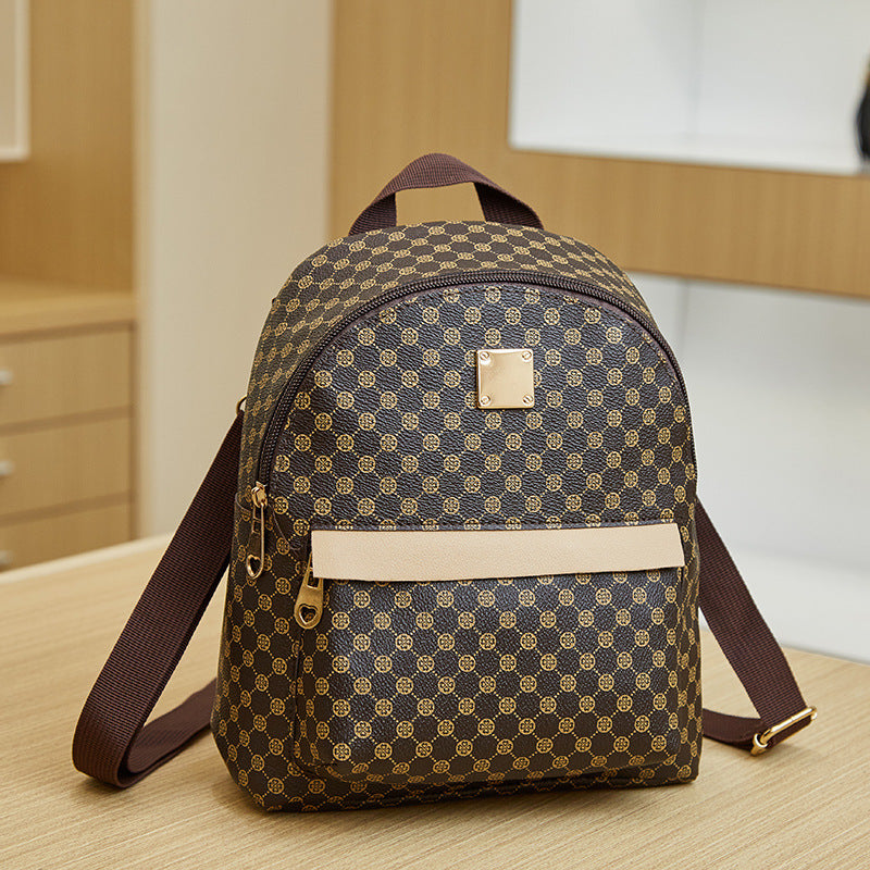 Geometric Pattern Backpack with Metal Decor for Work & Outdoor