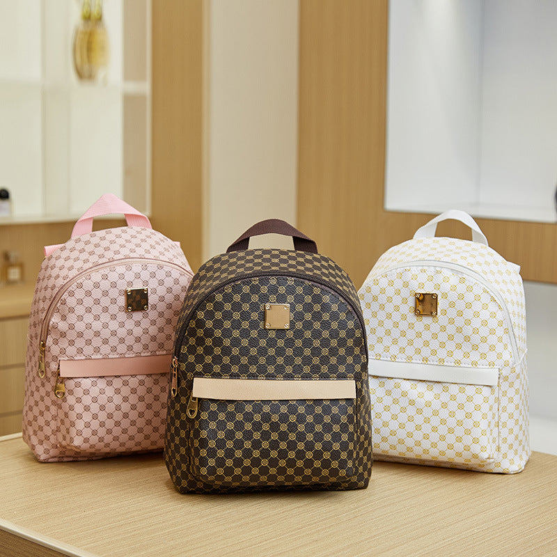 Geometric Pattern Backpack with Metal Decor for Work & Outdoor