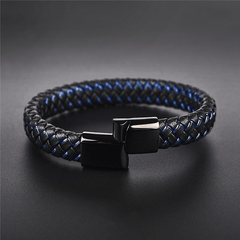 22Cm Punk Braided Leather Bracelet