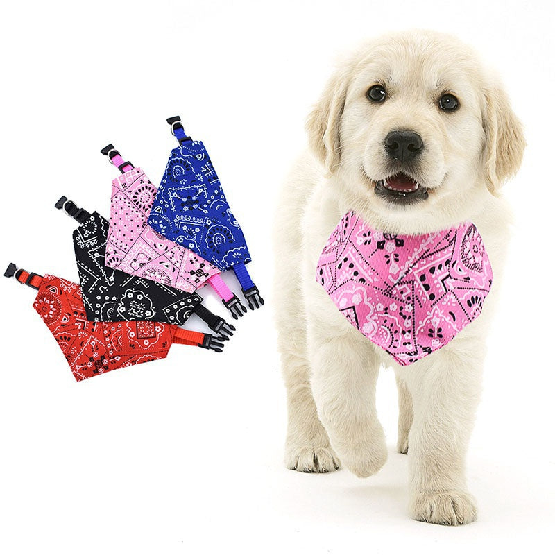 Stylish Printed Dog Bandanas with Buckle - Keep Your Pet Clean and Fashionable