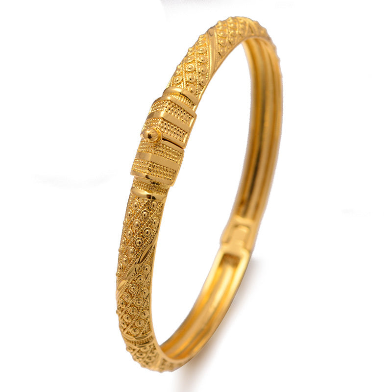 24K Plated Ethiopian Golden Bangles For Women African Dubai Jewelry