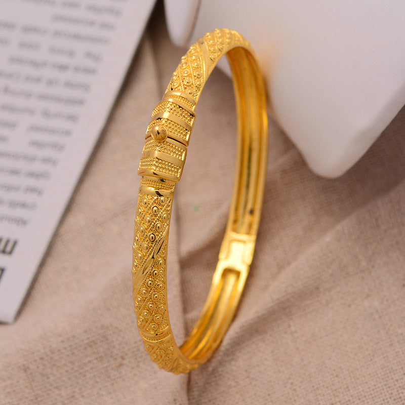 24K Plated Ethiopian Golden Bangles For Women African Dubai Jewelry