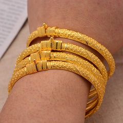 24K Plated Ethiopian Golden Bangles For Women African Dubai Jewelry