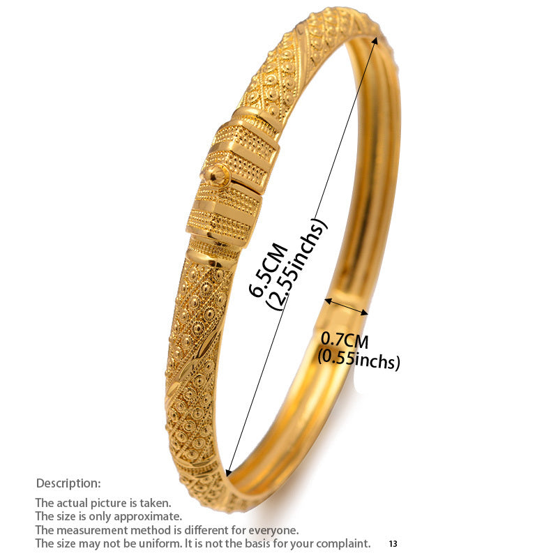 24K Plated Ethiopian Golden Bangles For Women African Dubai Jewelry