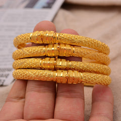 24K Plated Ethiopian Golden Bangles For Women African Dubai Jewelry