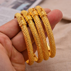 24K Plated Ethiopian Golden Bangles For Women African Dubai Jewelry