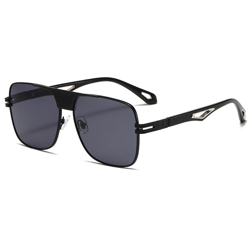 Gradient Metal Hollow Temple Sunglasses UV400