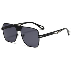 Gradient Metal Hollow Temple Sunglasses UV400