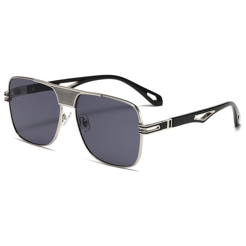 Gradient Metal Hollow Temple Sunglasses UV400