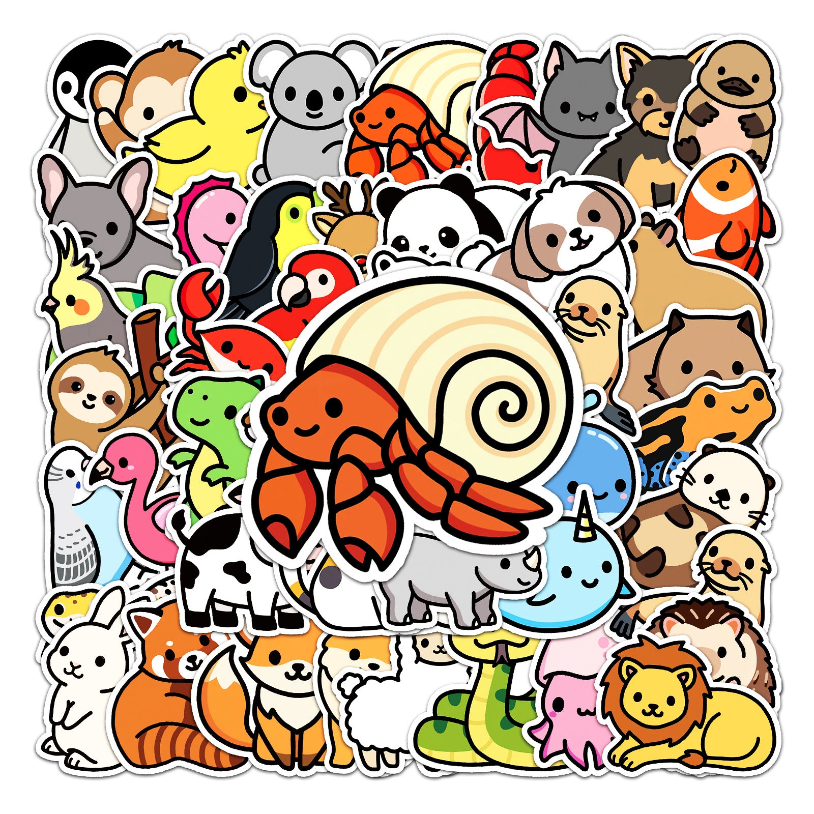 50pcs Cartoon Animal Graffiti Anime Self-adhesive Stickers Waterproof Decorative