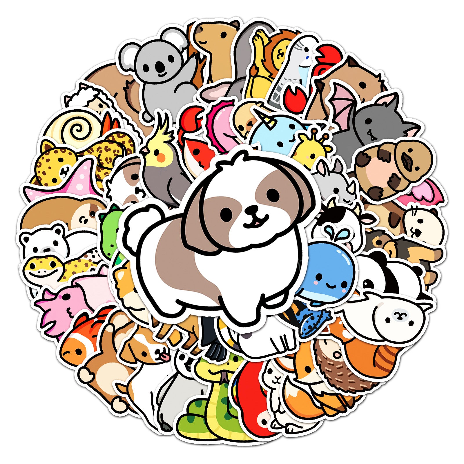 50pcs Cartoon Animal Graffiti Anime Self-adhesive Stickers Waterproof Decorative
