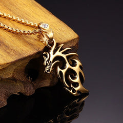 Punk Hollow Dragon Pendant Chain Necklace