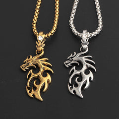 Punk Hollow Dragon Pendant Chain Necklace
