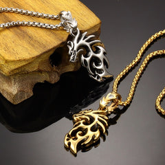 Punk Hollow Dragon Pendant Chain Necklace