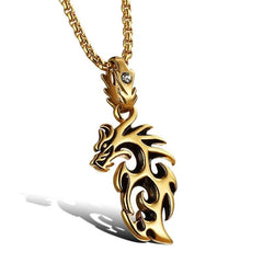 Punk Hollow Dragon Pendant Chain Necklace