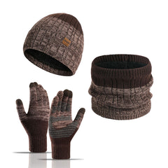 3pcs Outdoor Warm & Cold Proof Plus Velvet Bib Gloves Hat Set