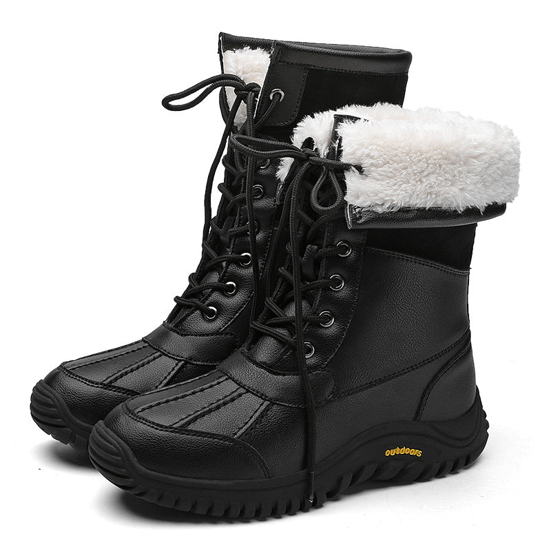 Women's Waterproof Snow Boots Faux Fur Lined Lace Up Platform