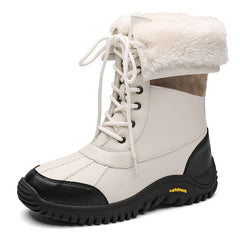 Women's Waterproof Snow Boots Faux Fur Lined Lace Up Platform