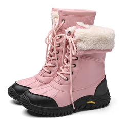 Women's Waterproof Snow Boots Faux Fur Lined Lace Up Platform