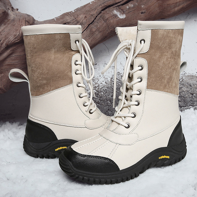 Women's Waterproof Snow Boots Faux Fur Lined Lace Up Platform
