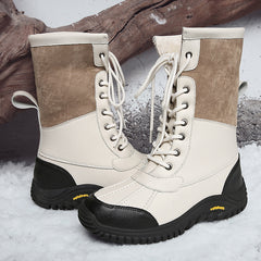 Women's Waterproof Snow Boots Faux Fur Lined Lace Up Platform