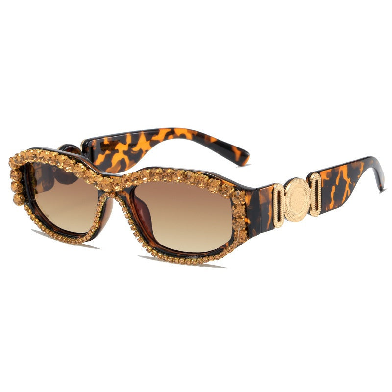 Vintage Rhinestone Sunglasses Y2K Sunshade Fishing Eyeglasses