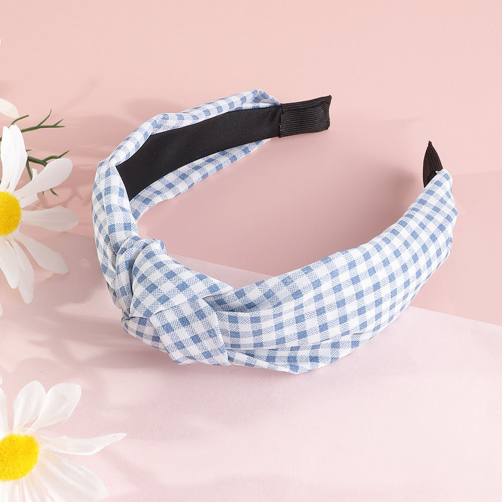 3pcs Plaid Floral Solid Knotted Hairband Vintage Headband Daily Hair Accessories
