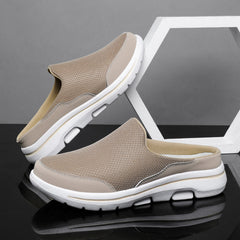 Men's Breathable Mesh Mules Lightweight Open Back Shoes Brown