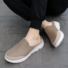 Men's Breathable Mesh Mules Lightweight Open Back Shoes Brown