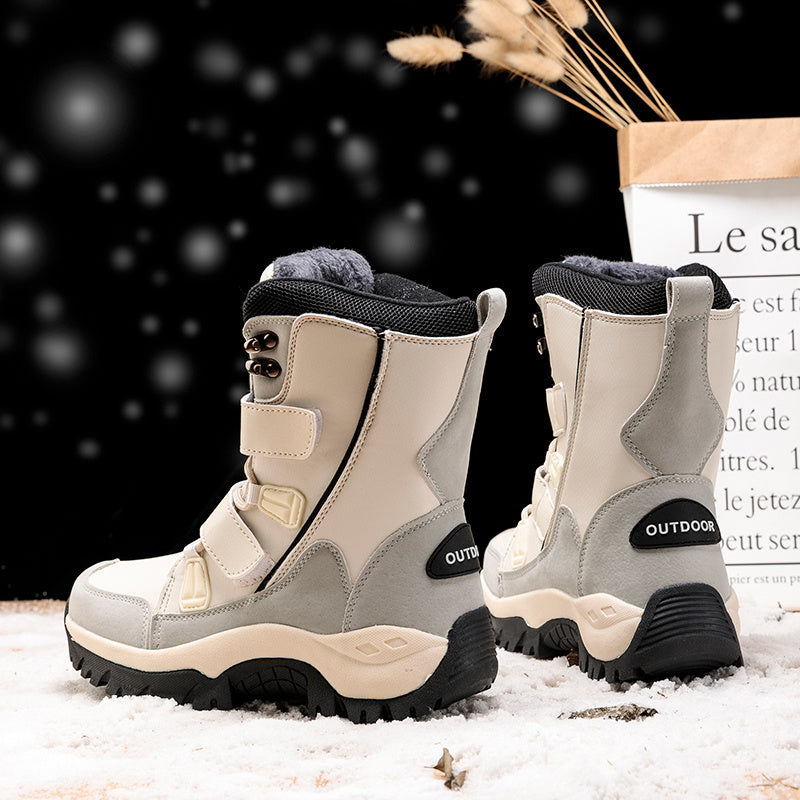 Women's High Top Hook And Loop Snow Boots Winter Warm Plush Snow Boots