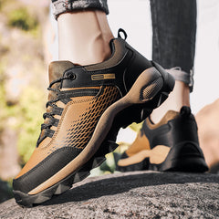Men's Faux Leather Hiking Sneakers Wear Resistant Outdoor Shoes