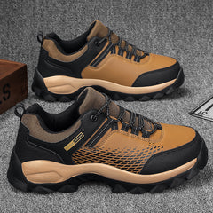 Men's Faux Leather Hiking Sneakers Wear Resistant Outdoor Shoes