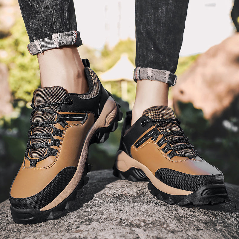 Men's Faux Leather Hiking Sneakers Wear Resistant Outdoor Shoes
