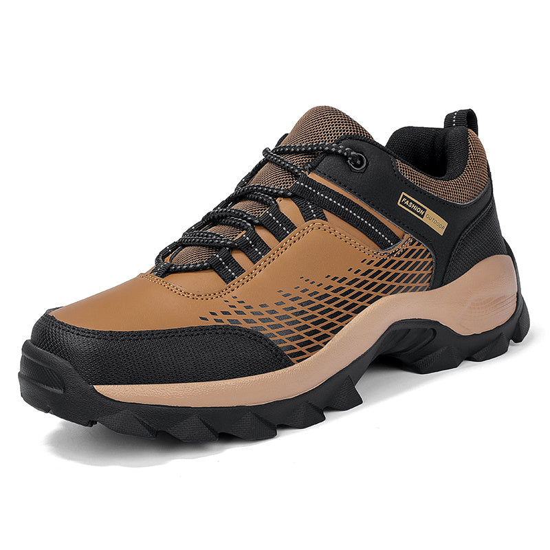 Men's Faux Leather Hiking Sneakers Wear Resistant Outdoor Shoes