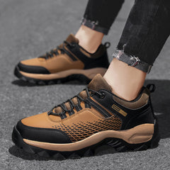 Men's Faux Leather Hiking Sneakers Wear Resistant Outdoor Shoes