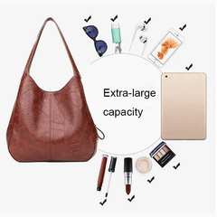 Textured Bucket Bag Vintage Shoulder Soft Leather Handbag