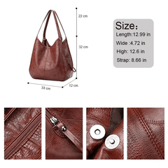 Textured Bucket Bag Vintage Shoulder Soft Leather Handbag
