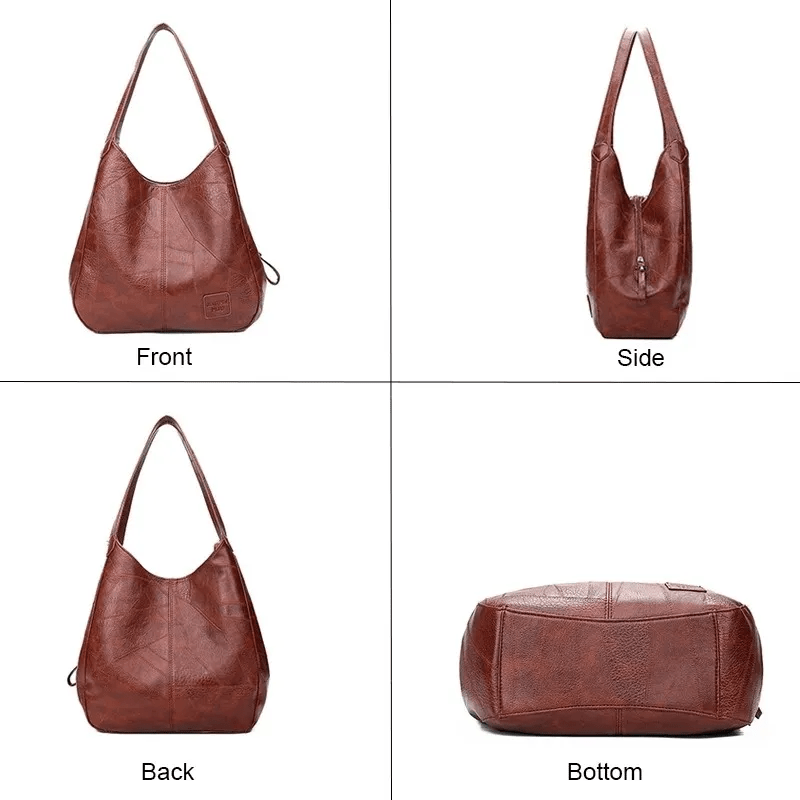 Textured Bucket Bag Vintage Shoulder Soft Leather Handbag