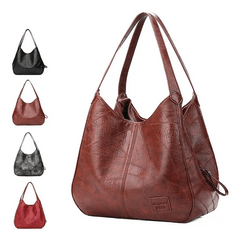 Textured Bucket Bag Vintage Shoulder Soft Leather Handbag