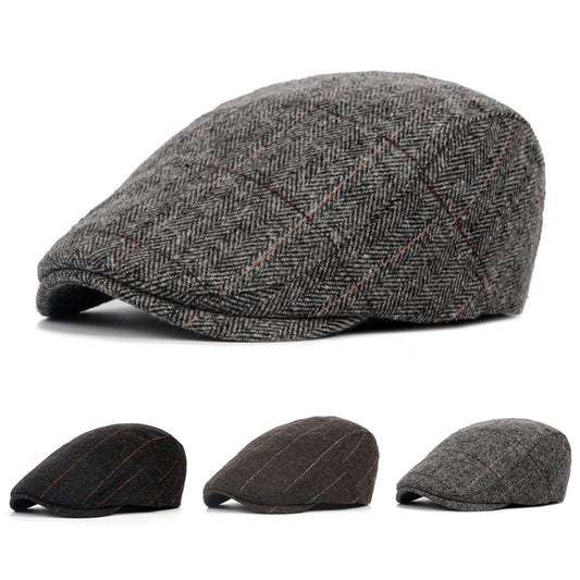 Men's Stripe Berets Caps Breathable Hat Adjustable Newsboy Beret Ivy Cap